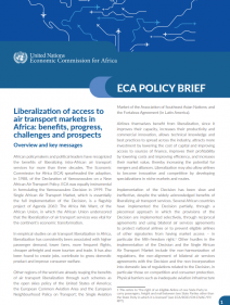 Liberalization of access to air transport markets in Africa : benefits, progress, challenges and prospects